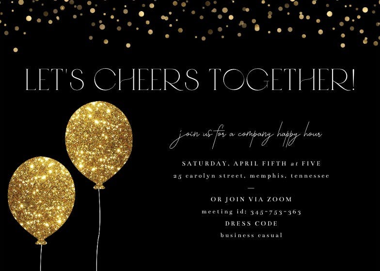 Gold glitter - cocktail party invitation