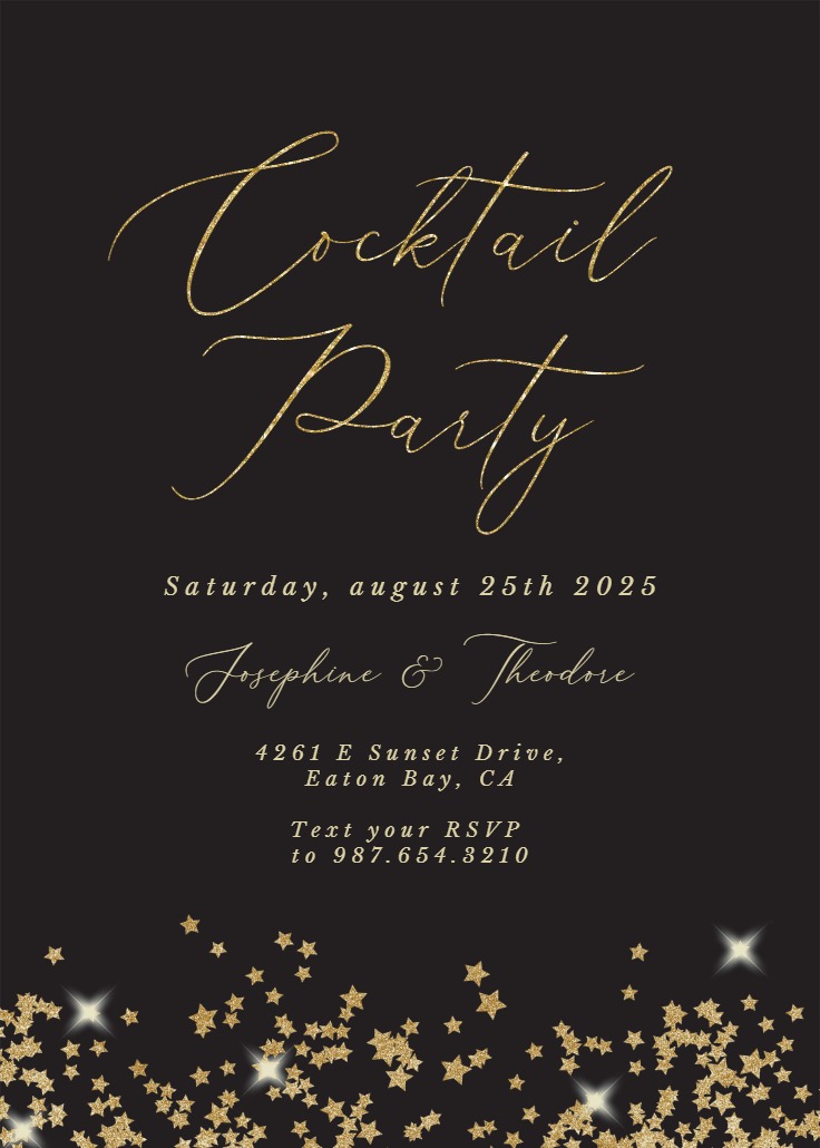 Gold Star Confetti Frames - Cocktail Party Invitation Template (Free ...