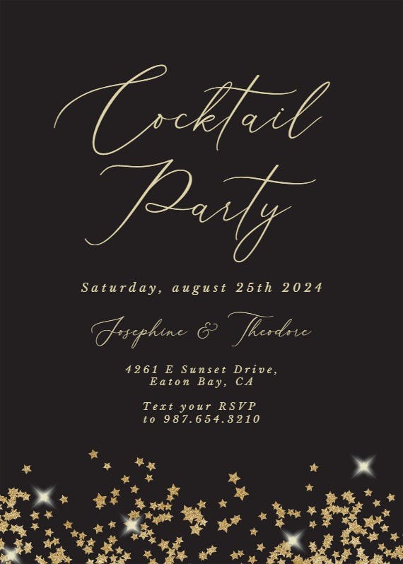 Gold star confetti frames - cocktail party invitation