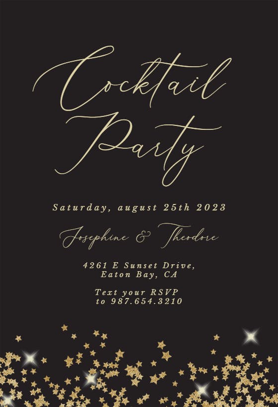 Gold Star Confetti Frames - Cocktail Party Invitation Template (Free ...