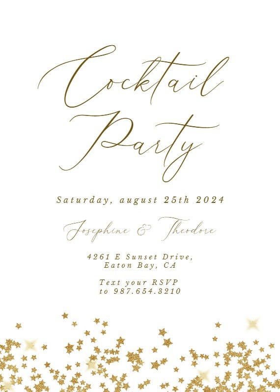 Gold star confetti frames - party invitation