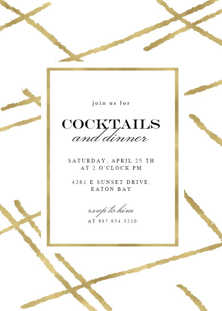 Golden lines - cocktail party invitation