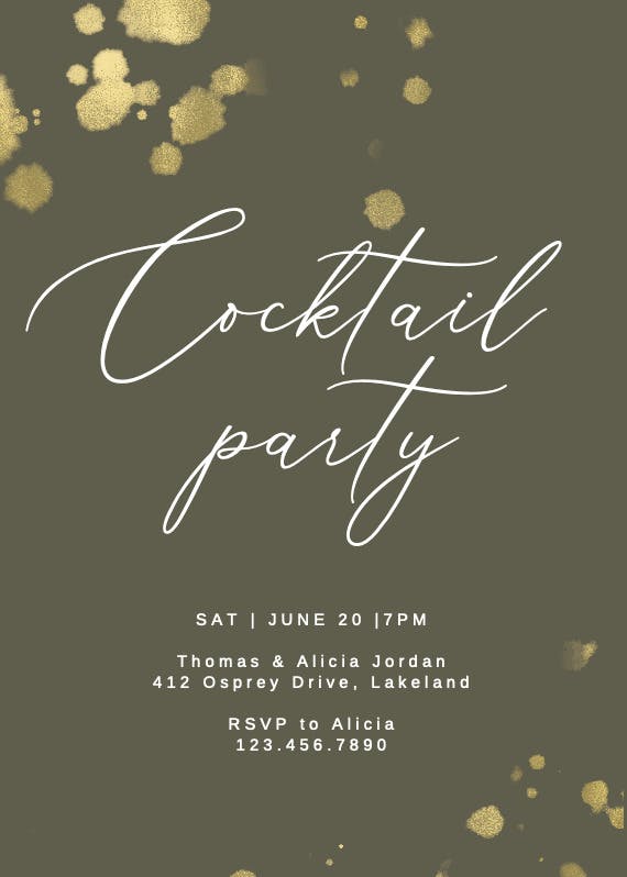 Golden paint spray - cocktail party invitation