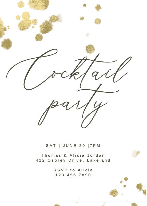 Golden paint spray - cocktail party invitation