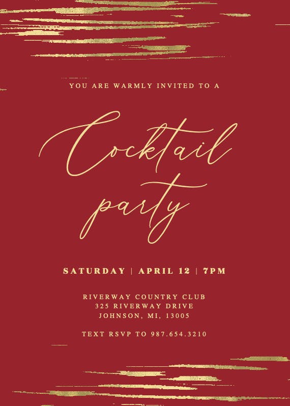 Golden strokes - cocktail party invitation