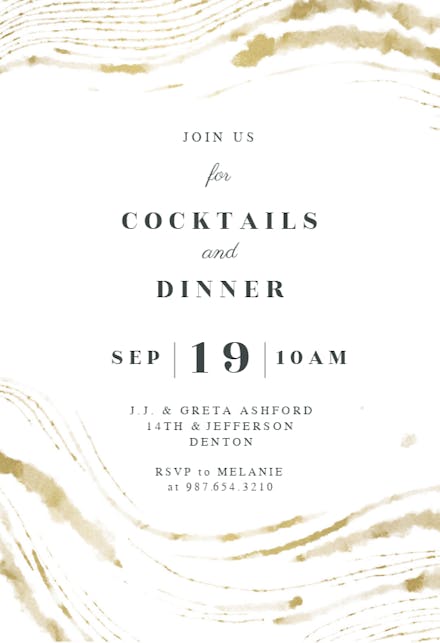 Golden waves - Cocktail Party Invitation