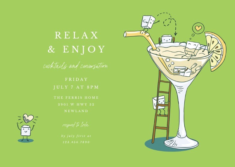 Happy hour - pool party invitation