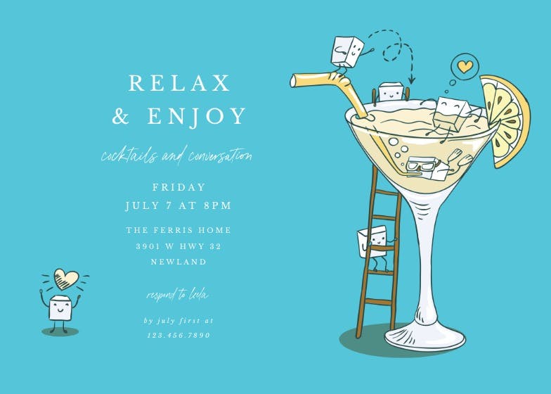 Happy hour - pool party invitation