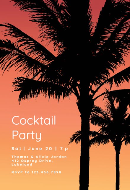 Hola Beaches - Invitación Para Fiesta Cóctel
