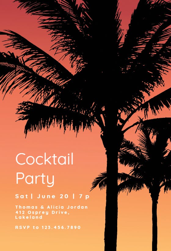 Hola beaches -  invitación para fiesta cóctel