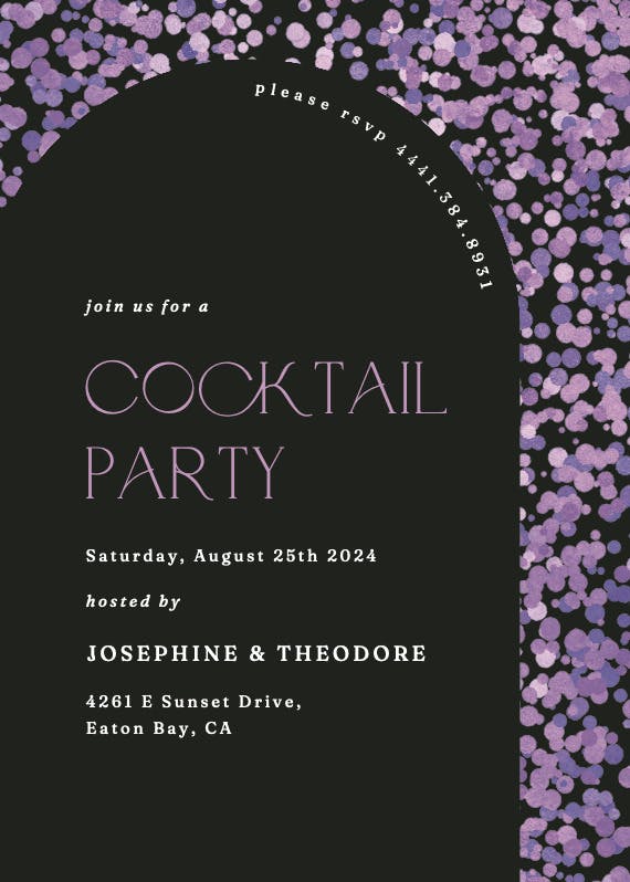 Lavender confetti - cocktail party invitation