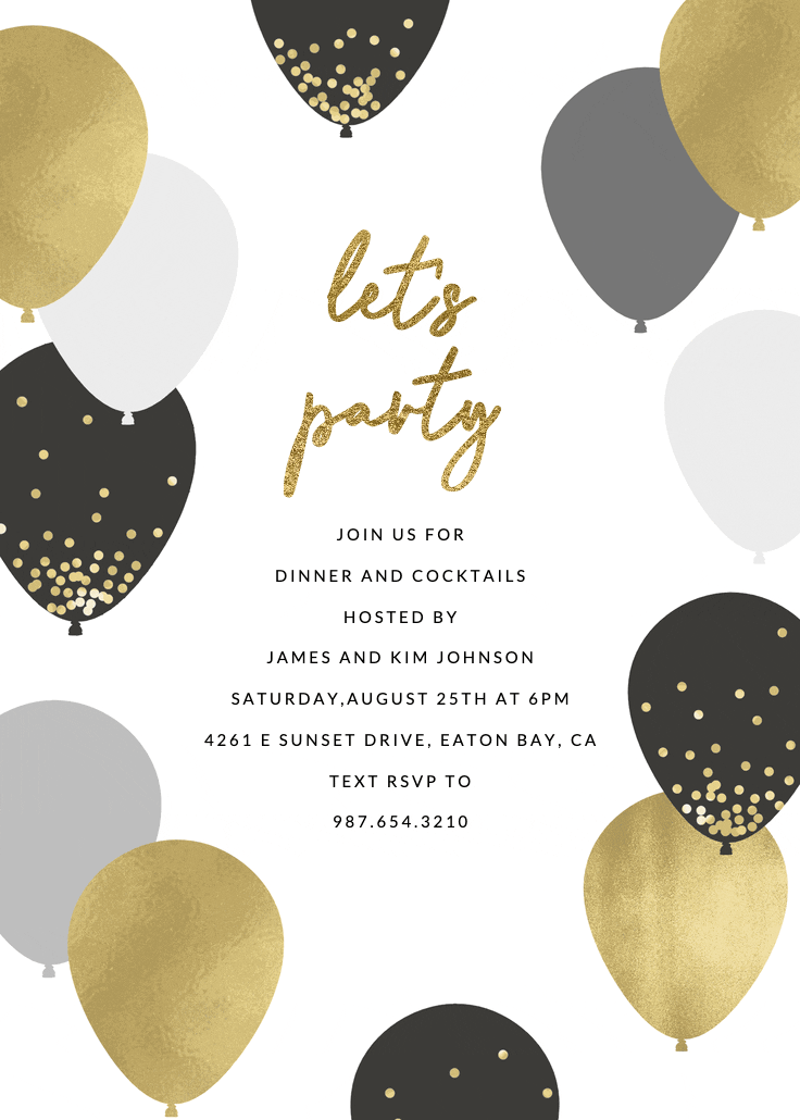 Luxe balloons - invitación para fiesta cóctel