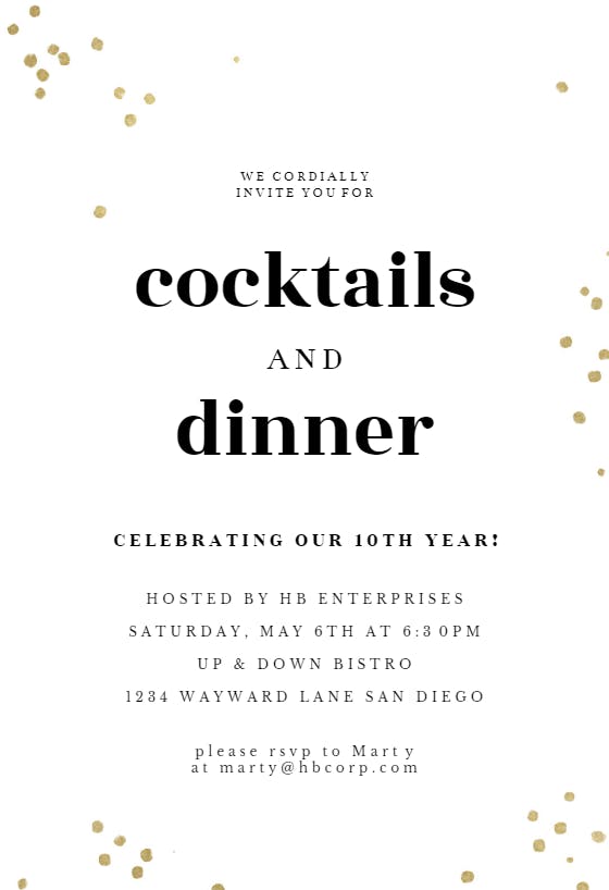 Minimal confetti - cocktail party invitation