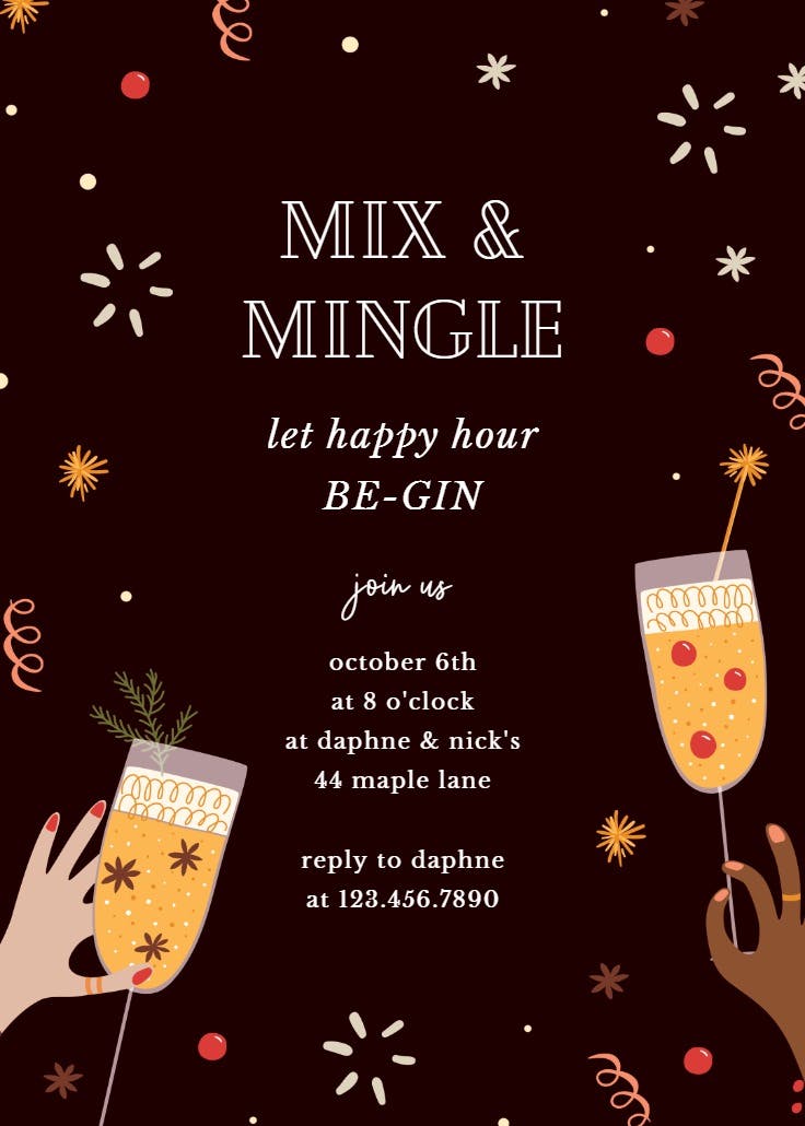 Mix & mingle - cocktail party invitation