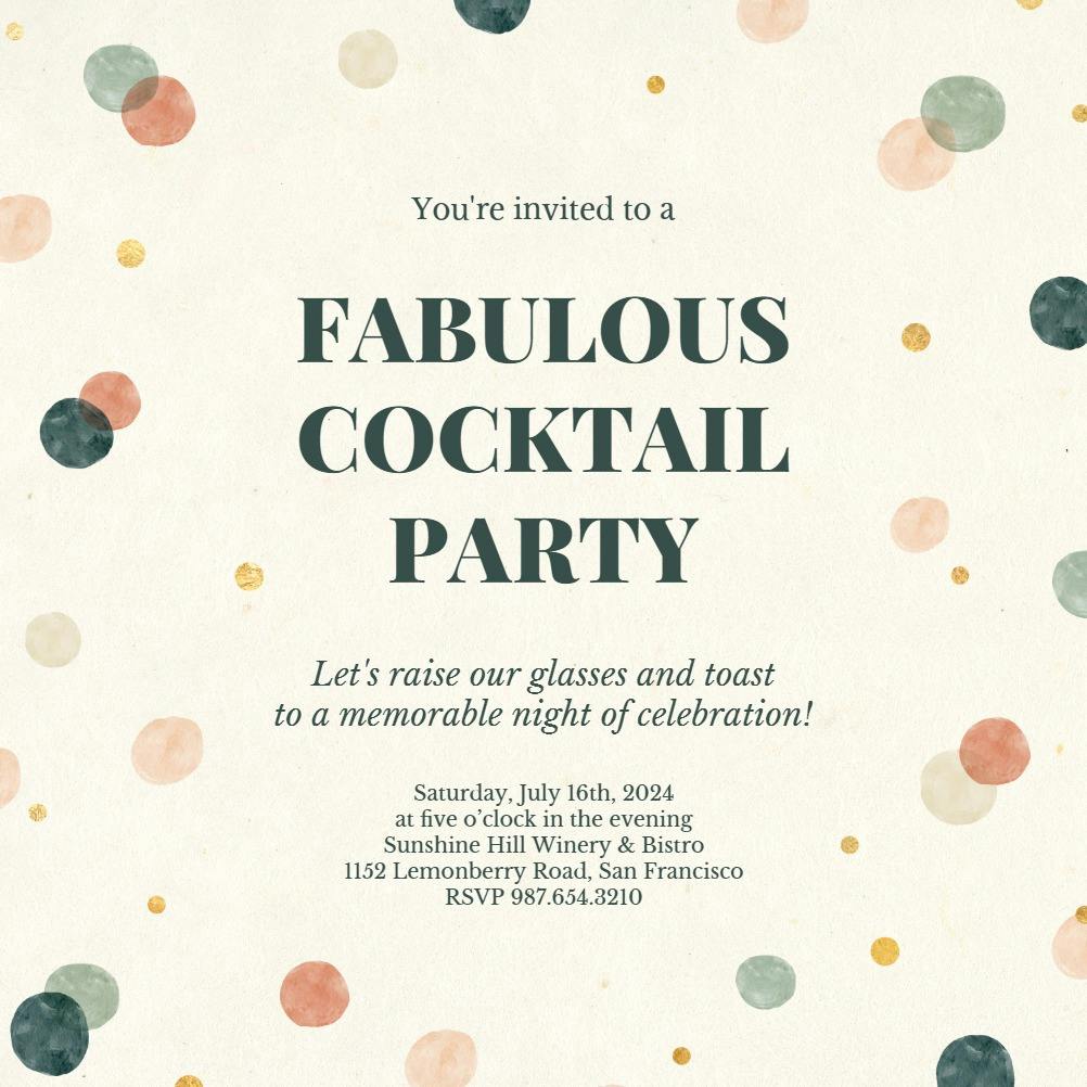 Neutral circles - cocktail party invitation