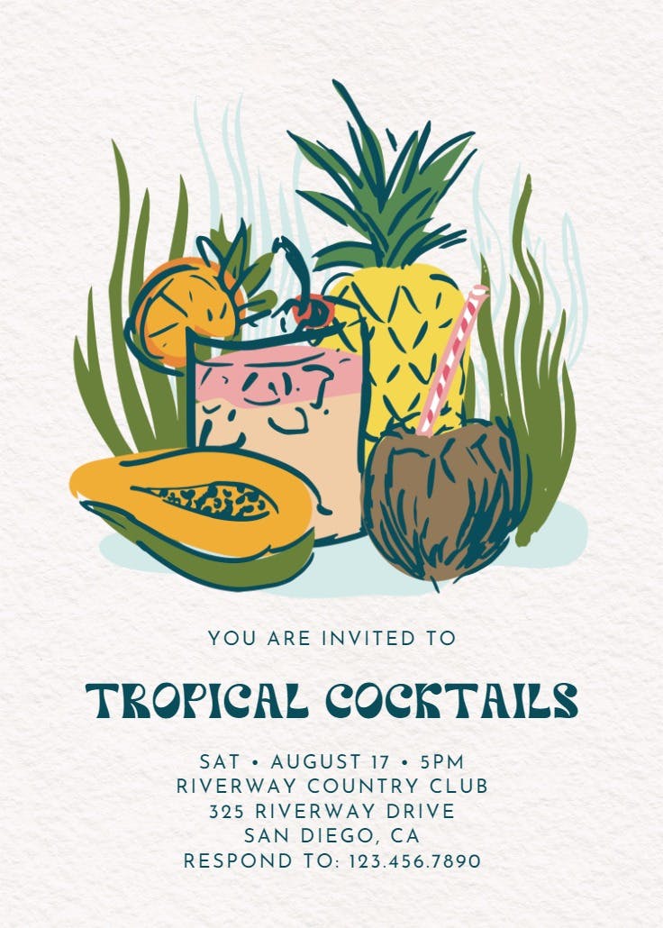 Ooh la tropical - cocktail party invitation