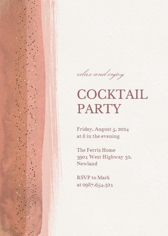 Paint and glitters -  invitación para fiesta cóctel