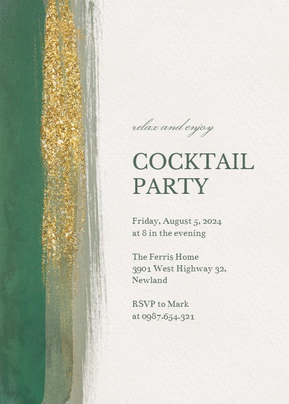 Paint and glitters -  invitación para fiesta cóctel