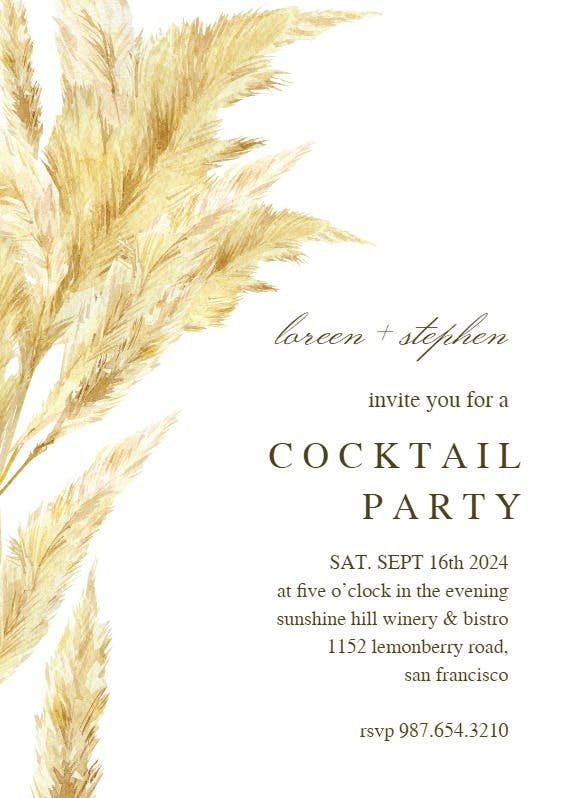 Pampas grass - cocktail party invitation