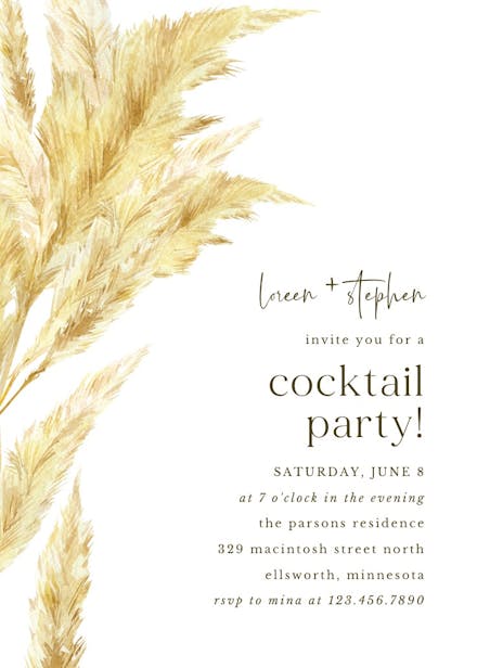 Pampas grass - cocktail party invitation