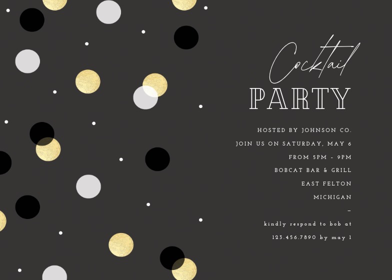 Polka Dotted - Cocktail Party Invitation Template (Free) | Greetings Island