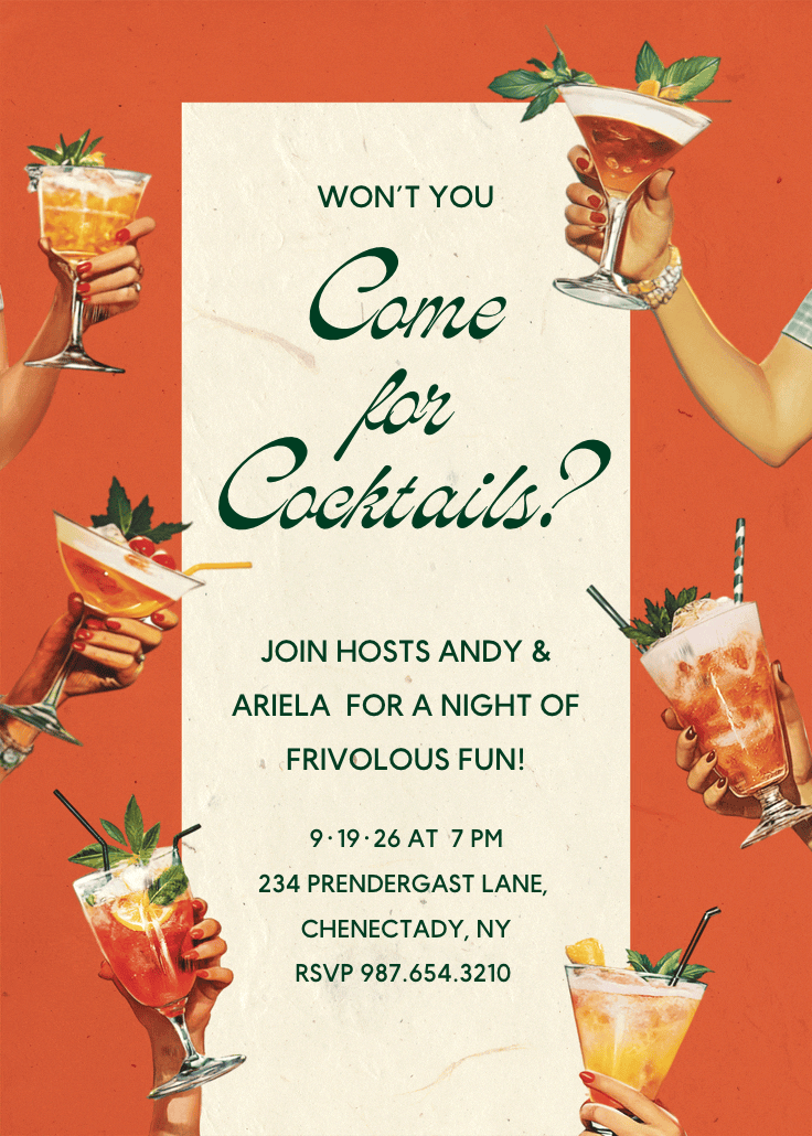 Pour the whiskey, get frisky - invitación para fiesta cóctel