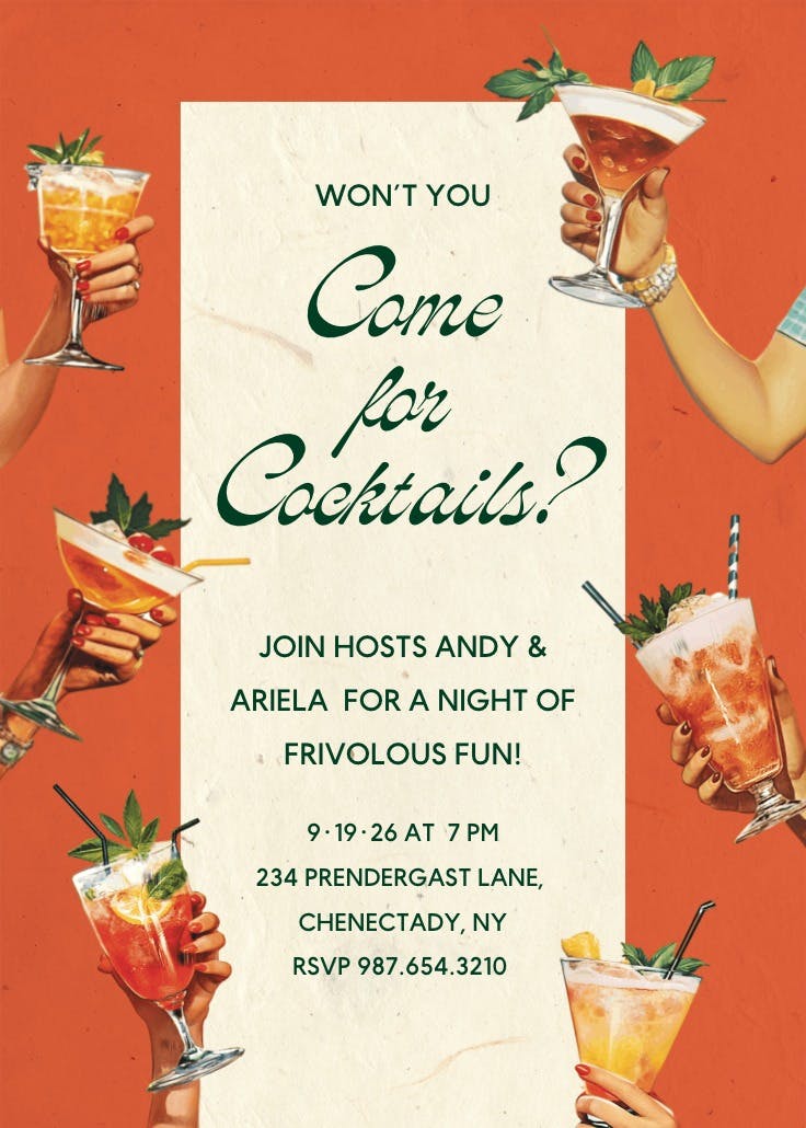 Pour the whiskey, get frisky - invitación para fiesta cóctel