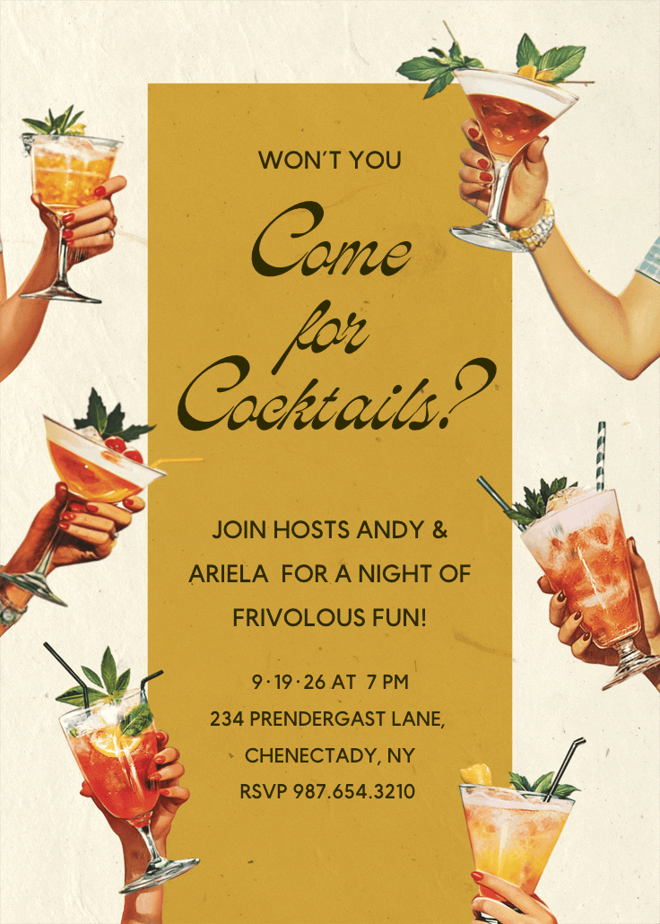 Pour the whiskey, get frisky - invitación para fiesta cóctel