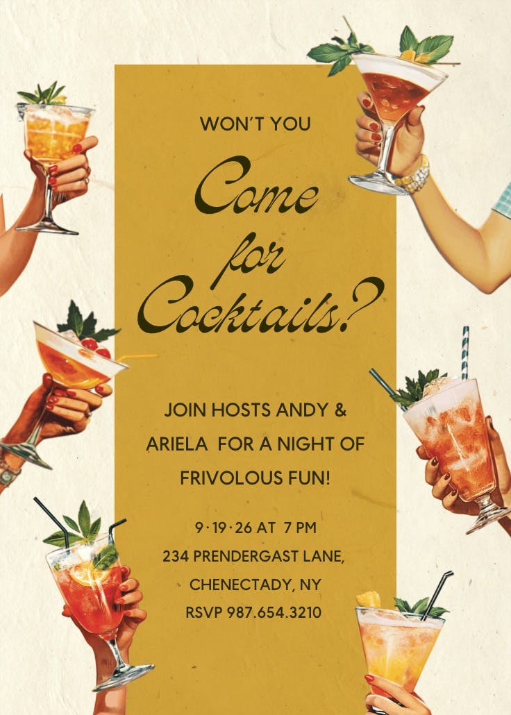 Pour the whiskey, get frisky - invitación para fiesta cóctel