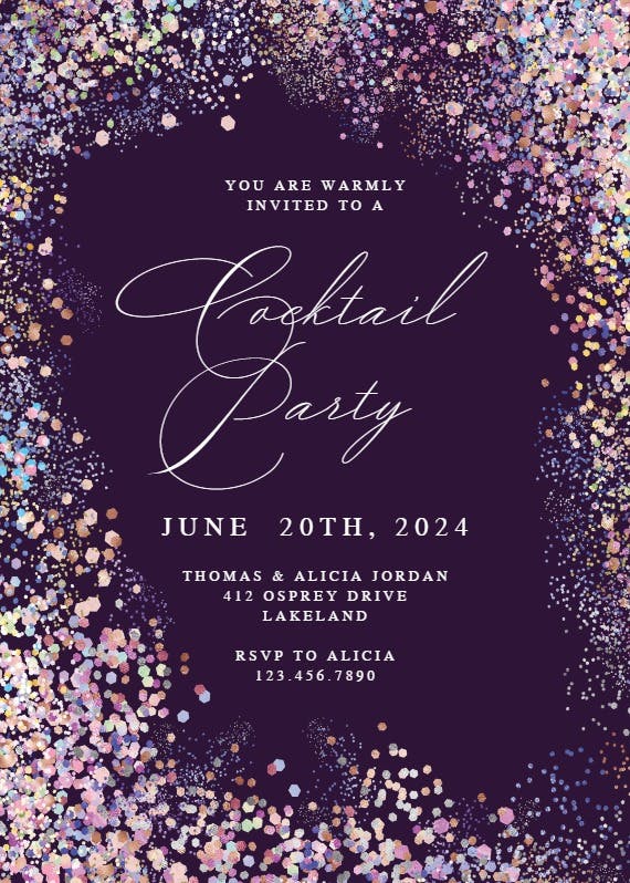 Rainbow confetti frame - cocktail party invitation