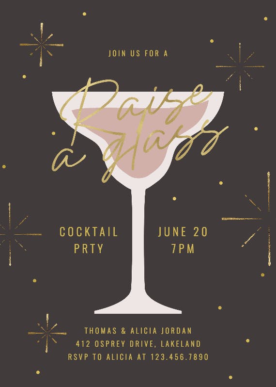 Raise a glass - cocktail party invitation