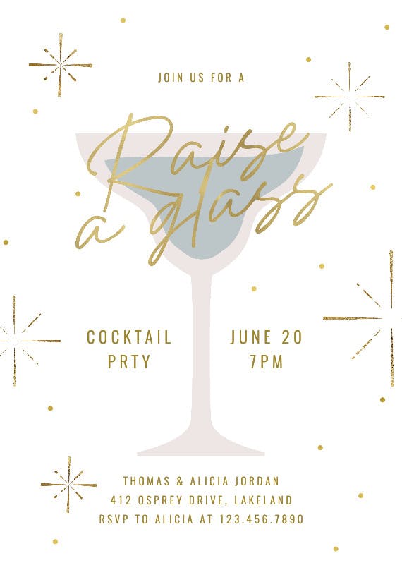 Raise a glass - cocktail party invitation