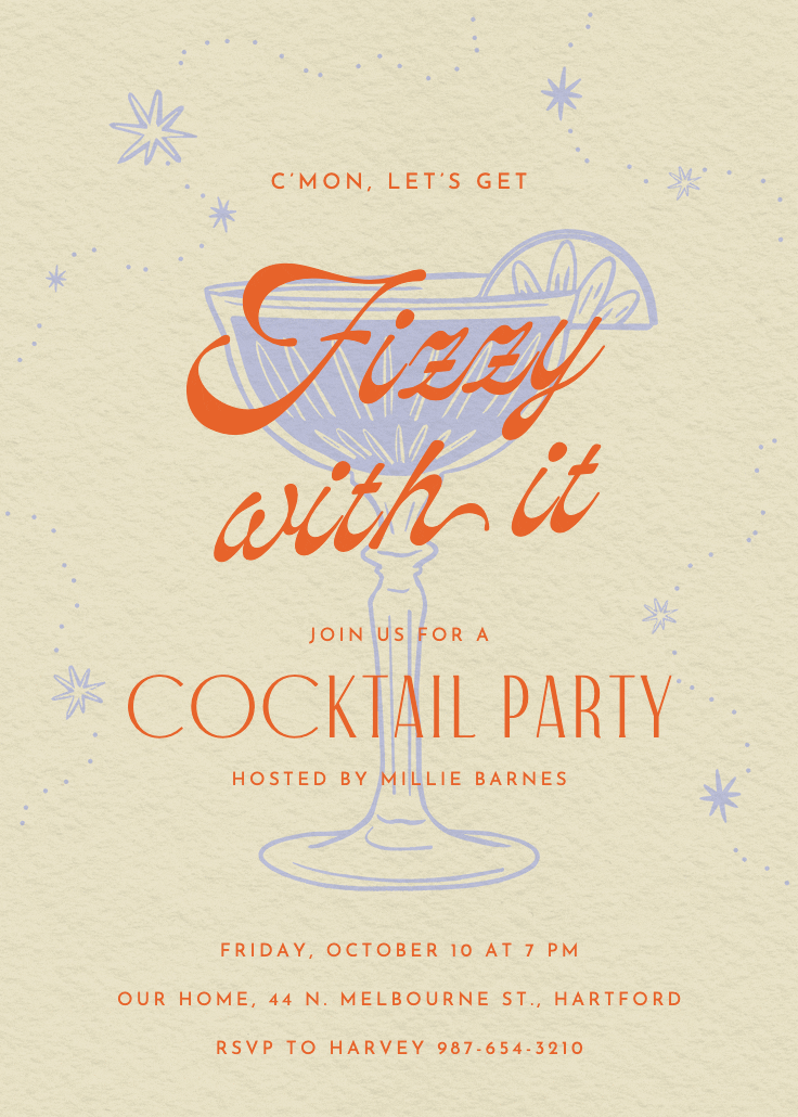 Retro drinks - cocktail party invitation