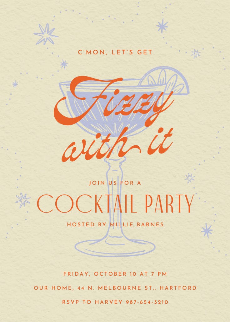 Retro drinks - cocktail party invitation