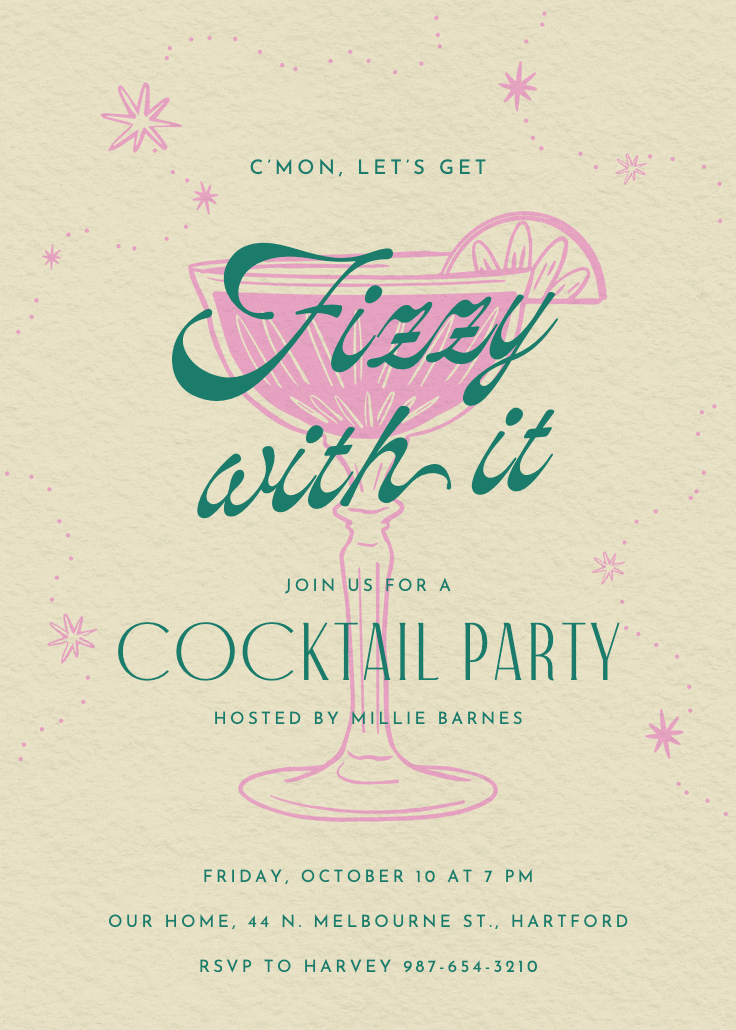 Retro drinks - cocktail party invitation