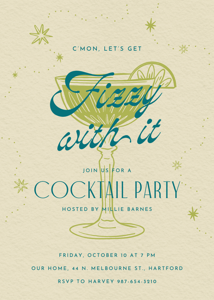 Retro drinks - cocktail party invitation