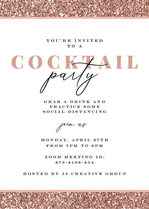 Rose gold glitter - cocktail party invitation