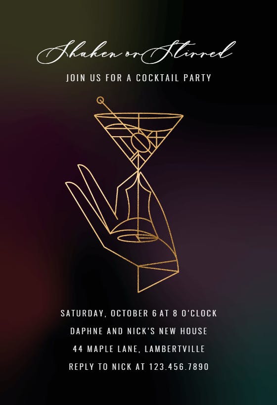 Shaken or stirred - cocktail party invitation