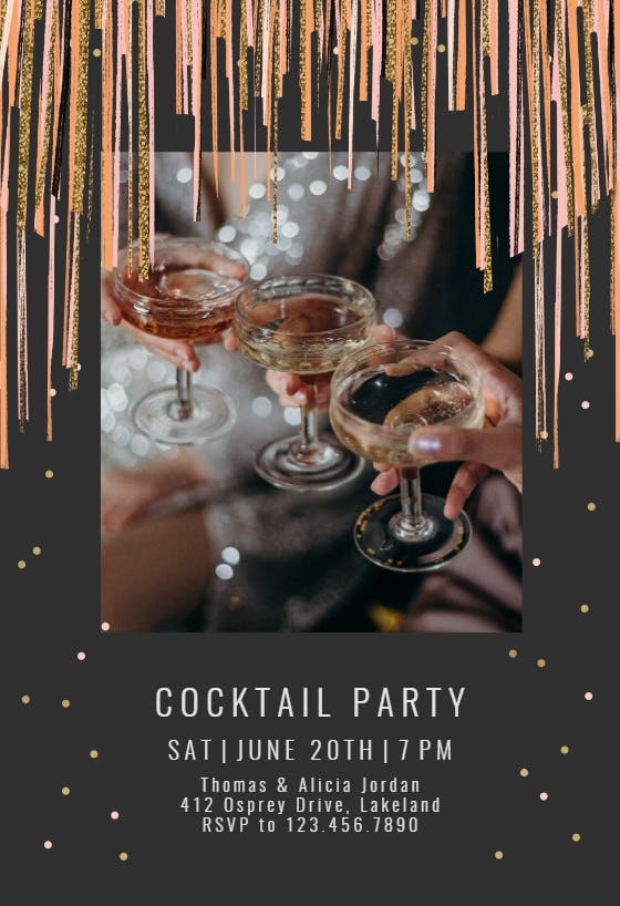 Shiny stripes frame - cocktail party invitation