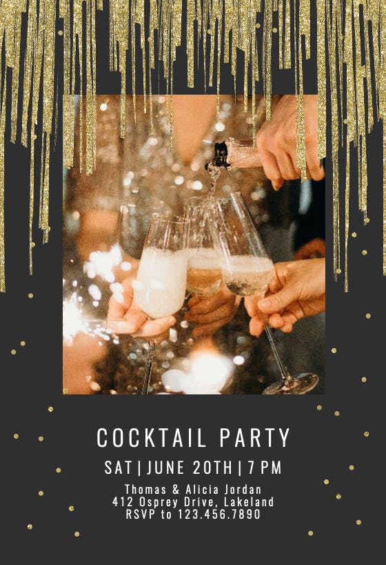 Shiny stripes frame - cocktail party invitation
