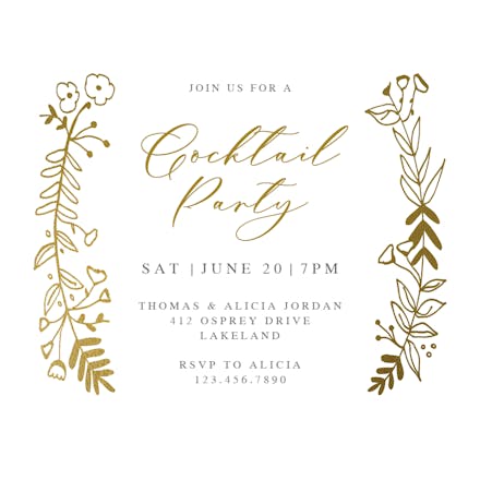 Side by Side Gold - Invitación Para Fiesta Cóctel