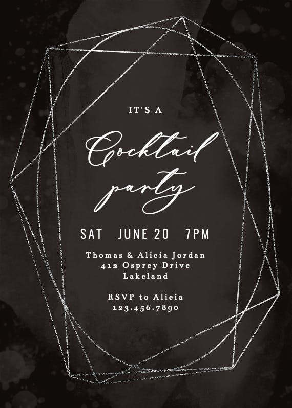 Silver border - cocktail party invitation