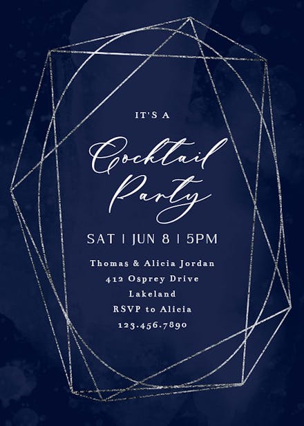 Silver Border - Cocktail Party Invitation Template 