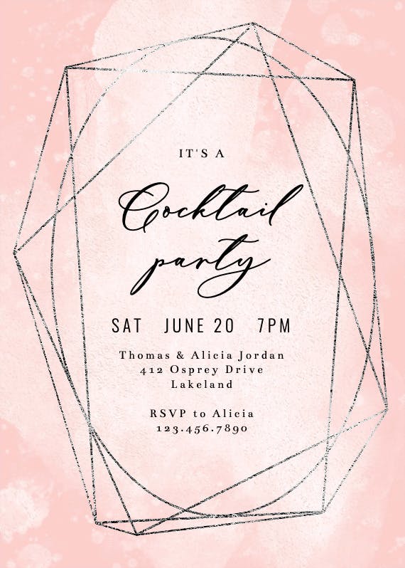 Silver border - cocktail party invitation