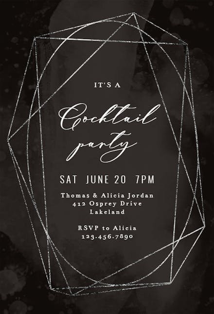 Silver Border - Invitación Para Fiesta Cóctel