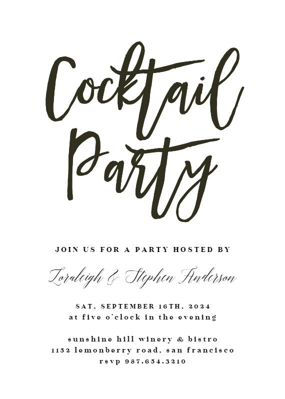 Simple text - cocktail party invitation