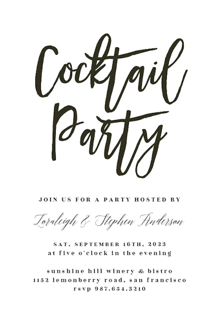 Simple Text - Invitación Para Fiesta Cóctel