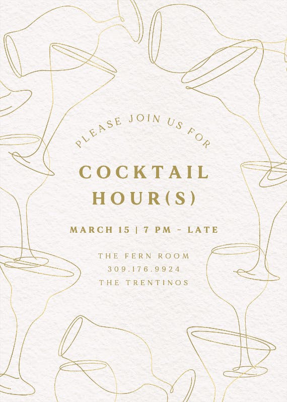 Sketched glasses frame - cocktail party invitation