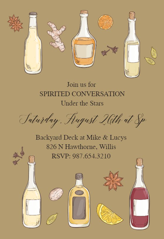 Spirited conversation -  invitación para fiesta cóctel