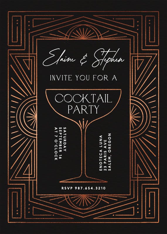 Stylish soiree - cocktail party invitation